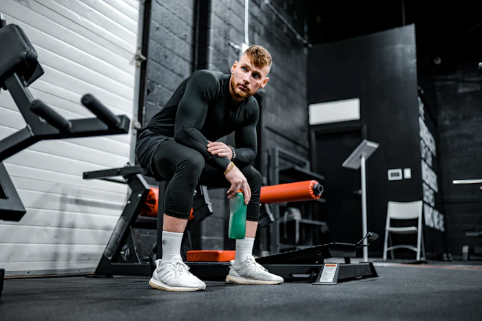 Member resting between sets on a bench